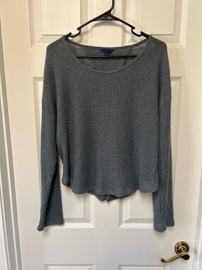 Aeropostale Scoop Neck Waffle Knit Open Back Sweater